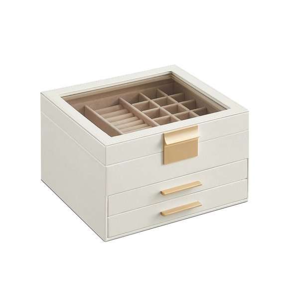 SONGMICS Jewelry Box with Glass Lid EUC - Picture 2 of 6